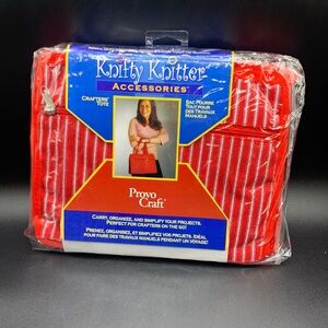 Provo Craft Red White Striped Knifty Knitter Red Crafters Tote Organizer